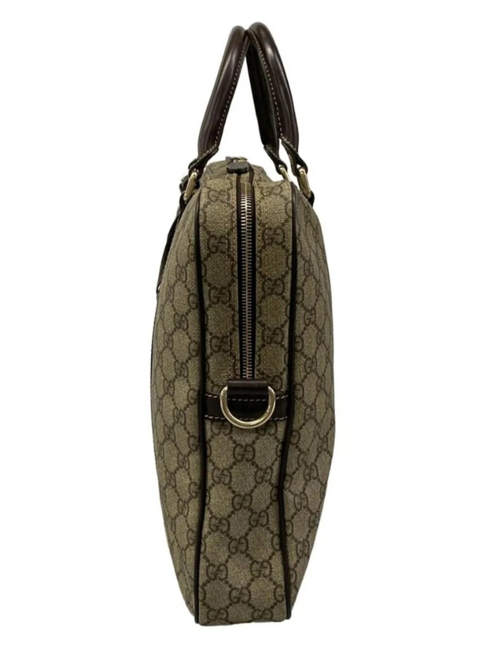 GUCCI GG Plus/GG Supreme 201480 Beige Ebony Dark Brown PVC Leather Business Bag - Picture 4 of 15